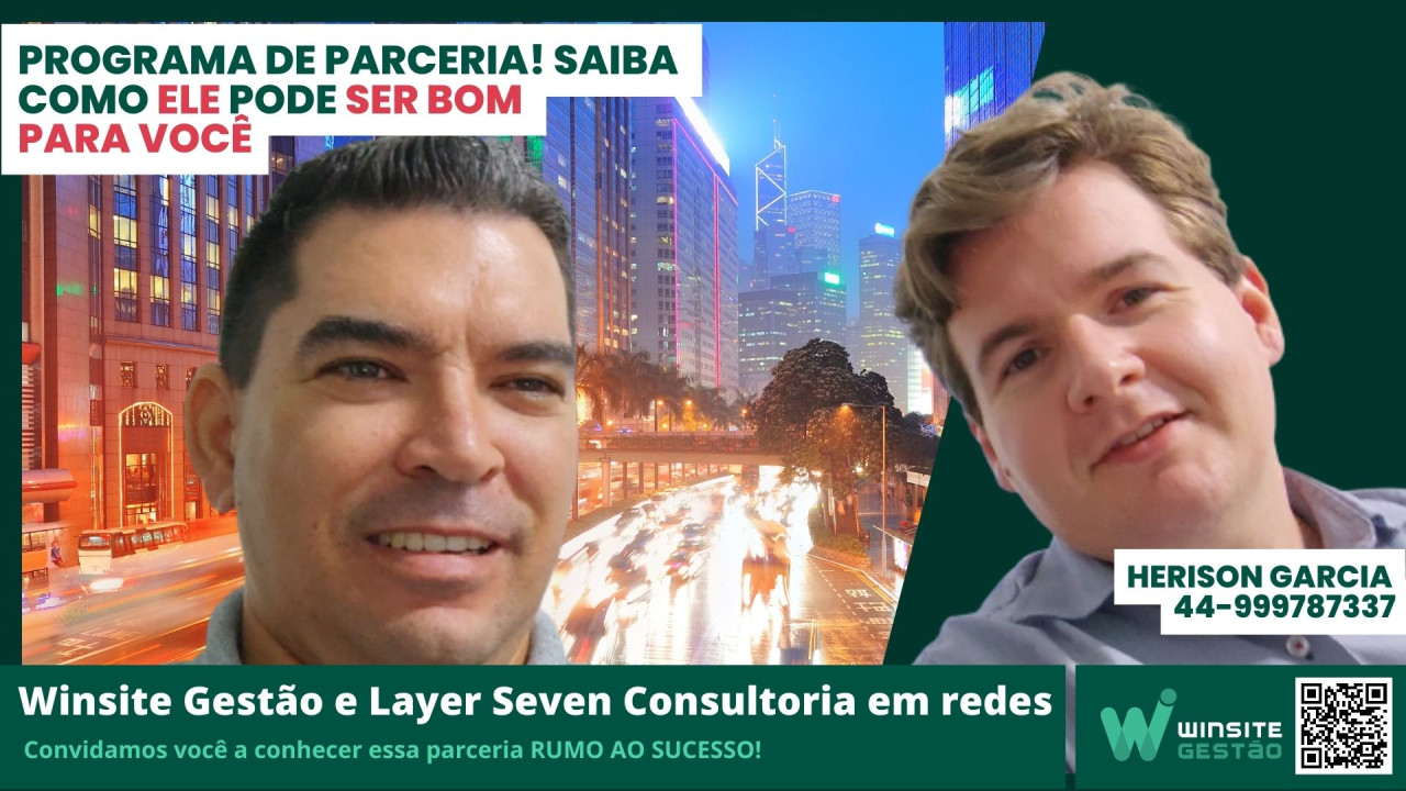 Capa Parceria do Winsite Gestão com a Layer Seven empresa de TI com foco na consultoria em redes