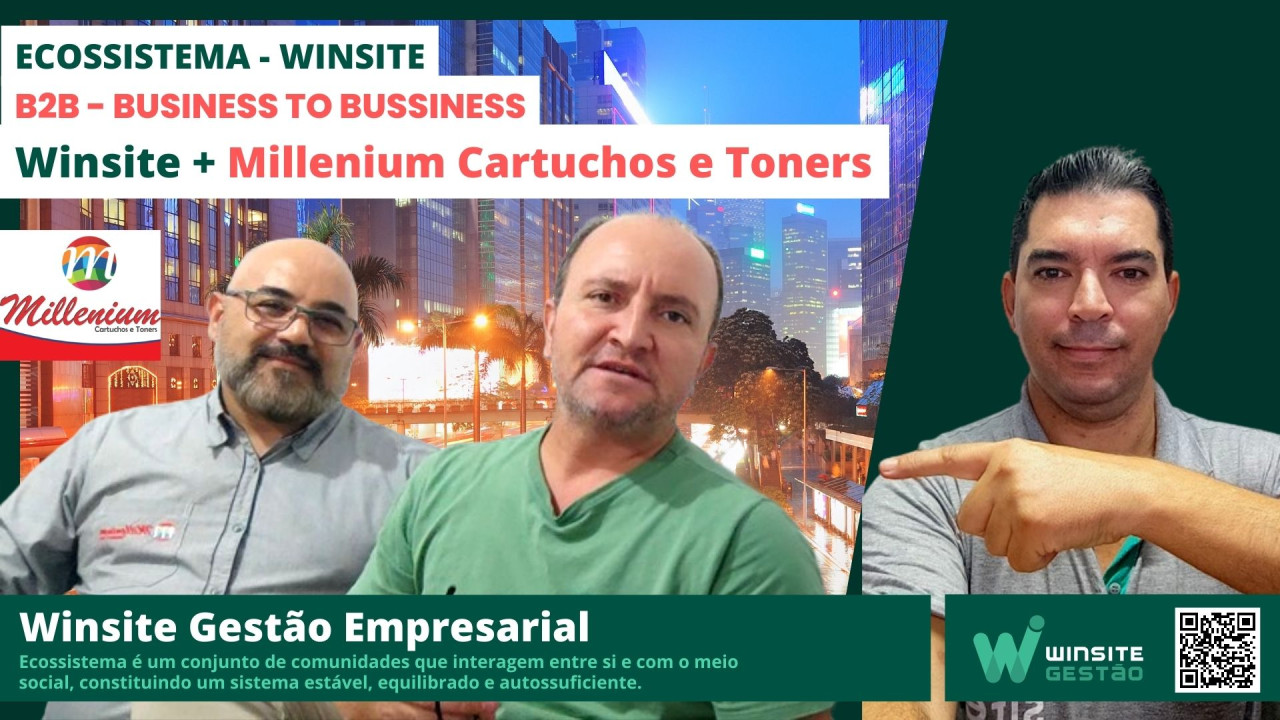 Capa Parceria do Winsite Gestão com a Millenium Cartuchos e Toners em Umuarama/PR
